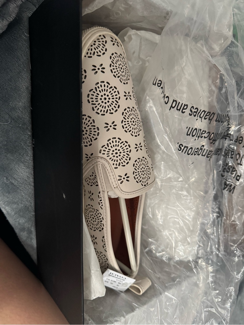 Coach Cream Laser-Cut Slip-On Loafers